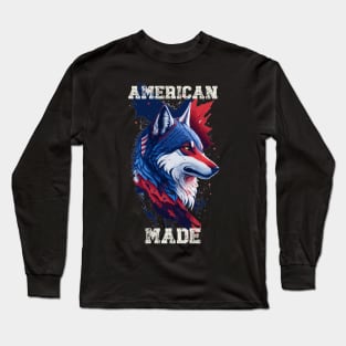 American 4th of July American Made Wolf Long Sleeve T-Shirt